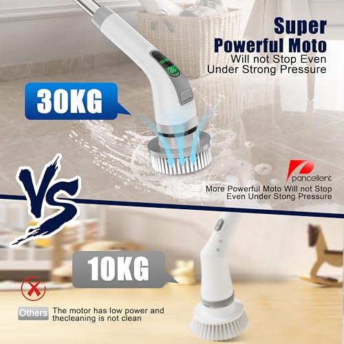 Image of Pancellent Electric Spin Scrubber,2025 Upgrade 7 in 1 Electric Cleaning Brush,360RPM Powerful Cleaning,1.5H Bathroom Scrubber Dual Speed with Extension Arm for Kitchen,Car,Tile,Wall,Floor,Shower