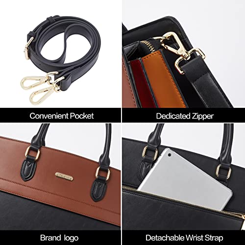 Image of Telena Laptop Tote Bag for Women, 15.6 Inch Shoulder Tote Bag Leather Briefcase for Women, Large Capacity Handbag Bags | 15.6 Inch