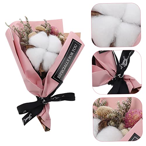 Ramo de flores de algodón secas decorativas rosa miniatura 5