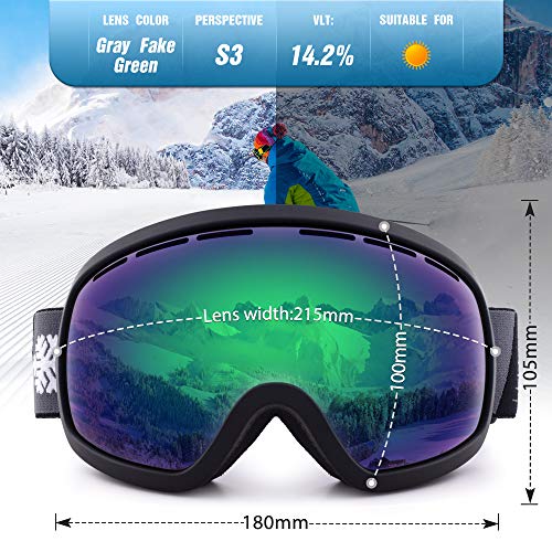 Snowledge Ski Goggles for Men Women with UV Protection, Anti-Fog Dual Lens