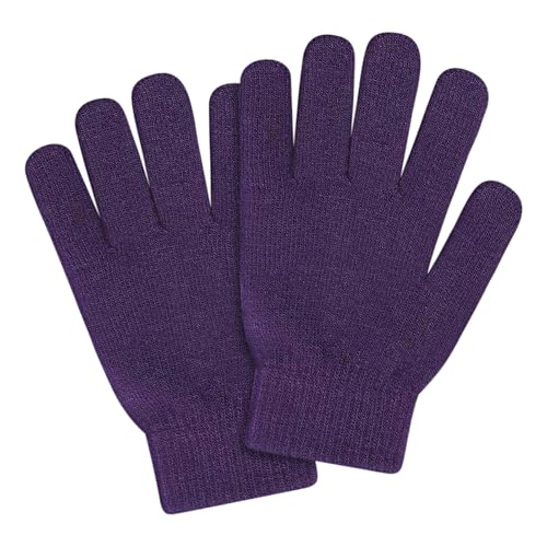 Warme Fleece-Handschuhe für den Winter, Unisex, dehnbar, kaltes Wetter, Strickhandschuhe, für Damen und Herren, Violett, Einheitsgröße