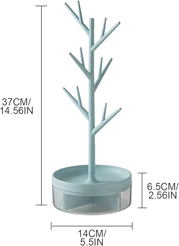 Miniatura 5 de Soporte de joyería 3 en 1 para collar, pulsera, soporte organizador de joyas para collares, pulseras, anillos, aretes y relojes (azul)