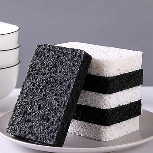 Image of 6 - Pack Non-Scratch Scrub Sponges - Sponges for Dishes and Washing Dishes, Cleaning Sponges for Kitchen Home Office, Magical 3D DIY Art and Craft Suppliers（Black&White）