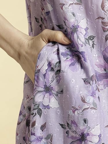Image of 9shines Label Stylish Chikankari Cotton Nighty Maxi for Women | Full Length Nightgown | Nightdress with Pocket | Embroidery Nighty | Soft Comfortable Cotton Nightwear (1545)