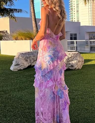 Image of Women Summer Elegant Sling Midi Ruched Bodycon Dress Solid Color Backless Slim Party Cocktail Dresses