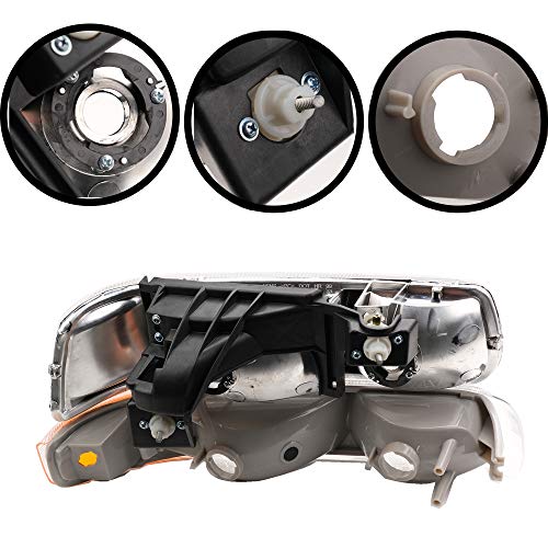 A&P 4Pcs Headlight Assembly Chrome Housing Clear Lens For Chevy 00-06 Tahoe Suburban 1500 2500/99-02 Silverado 1500 2500/01-02 Silverado 1500Hd 2500Hd 3500 #TOP2