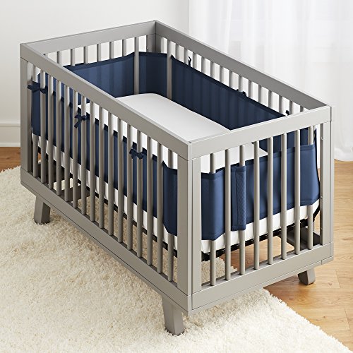 Image of BreathableBaby Breathable Mesh Liner for Full-Size Cribs, Classic 3mm Mesh, Navy (Size 4FS Covers 3 or 4 Sides)