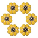 WOLFTEETHのかぼちゃノブヴィンテージセラミックプル取っ手 キッチン・キャビネット・ドレッシングテーブル・ドレッサーに 6個入り イエロー US737602