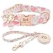 Senristar Personalized Cute Flower Girl Dog Collar with Leash,Custom Floral Dog Collar with Name,Engraved Gold Buckle Dog Collar for Female Dogs