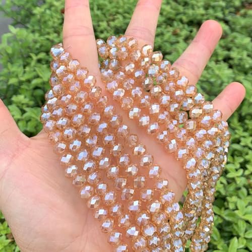 Image of 140pcs Czech Faceted Rondelle Crystal Glass Beads 8mm Bulk Golden Shadow