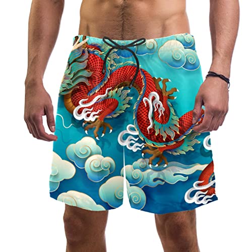 Maillots de bain pour hommes HadHfun : short de plage imprimé dragon