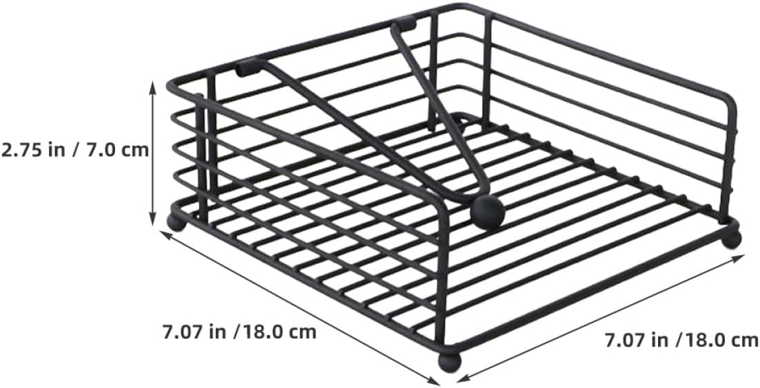 Iron Napkin Holder Rack, Square Black Paper Towel Organizer for Household and Restaurant Use, Standing Tissue Napkin Storage Box for Living Room and Kitchen