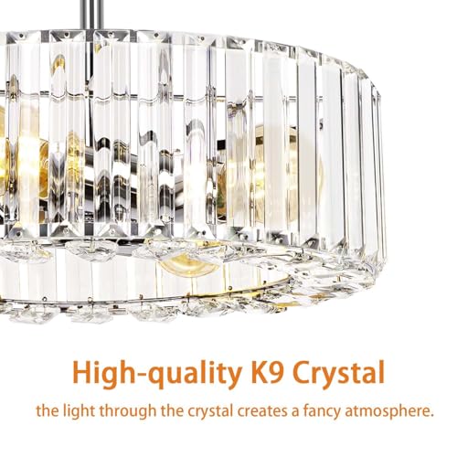 Image of FRIDEKO HOME Crystal Chandelier Ceiling Light - 4-Light Ceiling Light Fixture Modern Ceiling Mount Lights Chandelier for Dinning Room Bedroom Kitchen Entryway (14.56 Inch, Bulb not Included)
