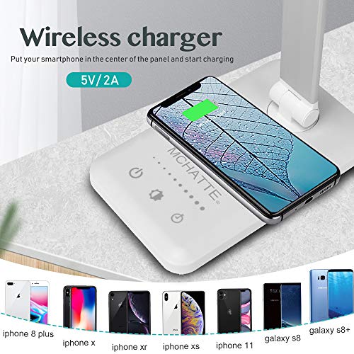 image for mchatte LED Desk Lamp with Wireless Charger, USB Charging Port, Dimmab