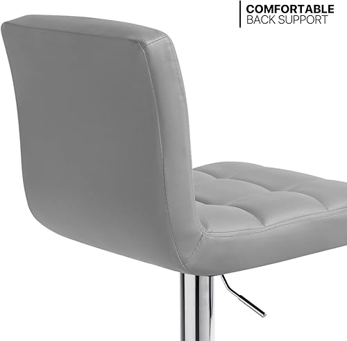 Miniatura 5 de MoNiBloom Taburetes de bar giratorios ajustables de piel sintética modernos con reposapiés y respaldo, taburetes de bar de cocina sin brazos, juego