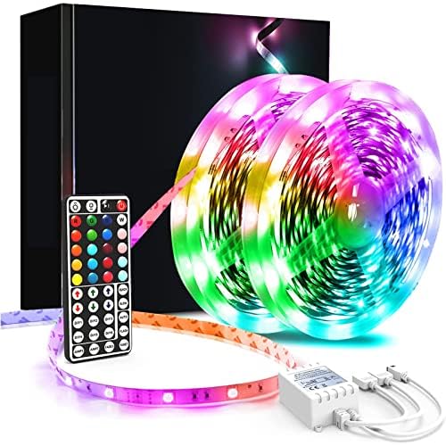 phopollo Led Strip Light, 10m Led Light Strips with 44-Keys Remote, Flexible 5050 RGB Colour Changing for Bedroom, Party (5Mx2)