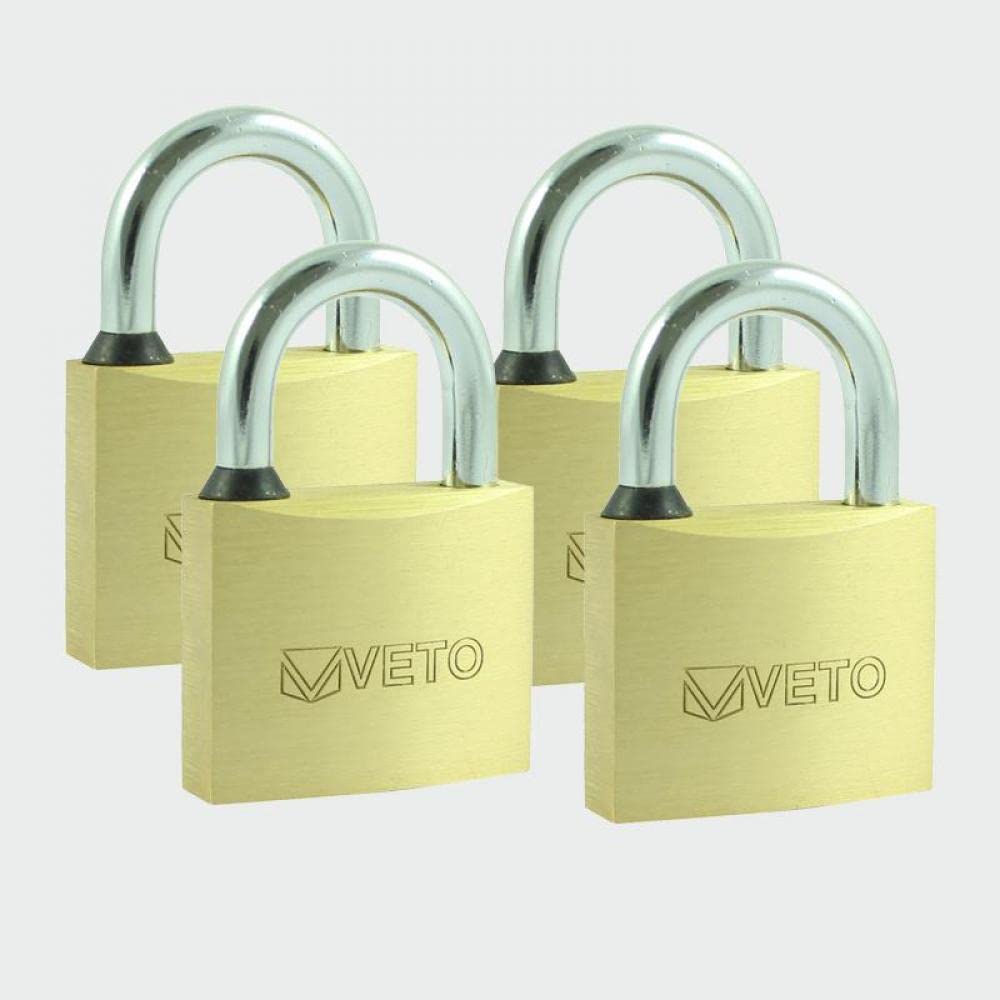 TIMCO Vorhängeschlösser aus Messing, gleich, 40 mm, Gold, 4 Vorhängeschlösser, ein langlebiges, mittelgroßes Sicherheitsvorhängeschloss für eine Vielzahl von Anwendungen.