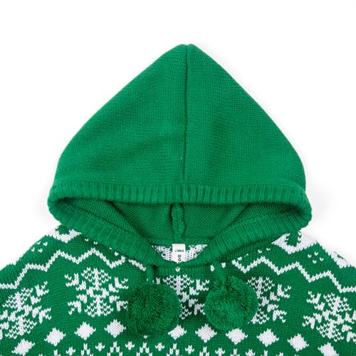 BOBOYOYO Cape for Girls Hooded Cable Knit Poncho Sweaters Kids Shawl Sweater Toddler Holiday Pullover for 3-12 Years Child2