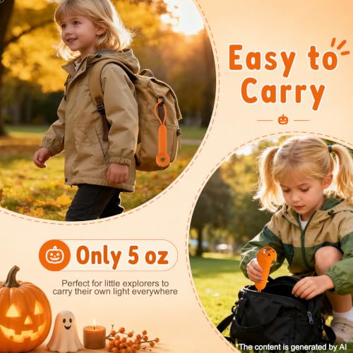 Image of Halloween Flashlights for Kids Pumpkin Kid's Flashlight Rechargeable,for Outdoor Halloween Festival Decorations Pumpkin Night Light Halloween Gifts Stuffers