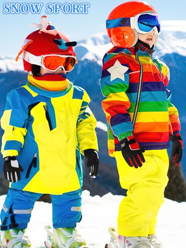 Image of Jansun 3 Pairs Kids Winter Gloves Warm Outdoor Windproof Adjustable Gloves Toddler Snowboard Gloves for Cold Weather Boy Girl Children