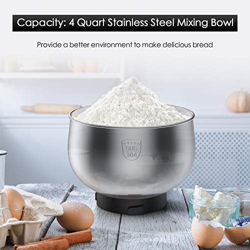 Lilpartner Stand Mixer, 1000W Professional Electric Kitchen Mixer Food Mixer, 6-Speed Tilt-Head Dough Mixer with 4-Qt Stainless Steel Bowl, Mixing Beater, Whisk, Dough Hook, Scraper &Splash Guard