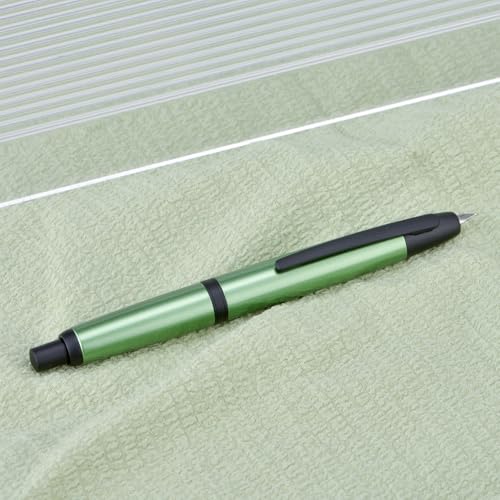 Image of Jinhao 10 Press Fountain Pen with Box, Sea Pine Green Retractable Extra Fine Nib with Ink Converter Set (Black Clip)