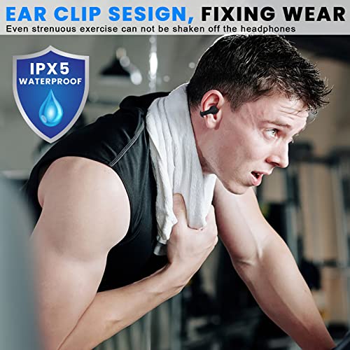 Mudtun Ear Clips Ear Buds, Clip On Headphones Ear Clip Bone Conduction Headphones Open Ear Earbuds For Small Ear Canals, Mini Light-Weight Clip On Earbuds For Sports Running Cycling Workout, Black #TOP5