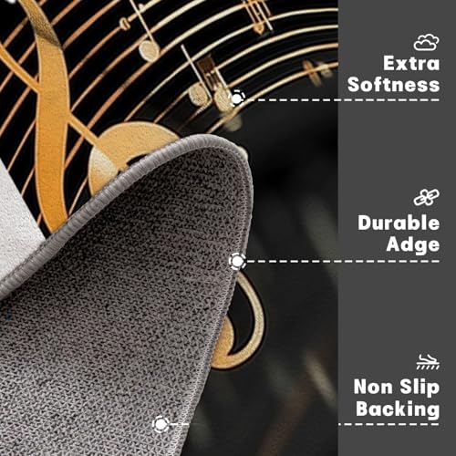 Tapis rond notes clés du piano antidérapant 120cm pour bureau