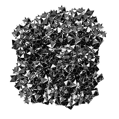 Weddecor 6mm Pyramid Studs Square Spike Punk Head for Leathercrafts, DIY Projects, Bags, Belt, Shoe, Decorative Clothing, Jeans, Gunmetal, 100pcs
