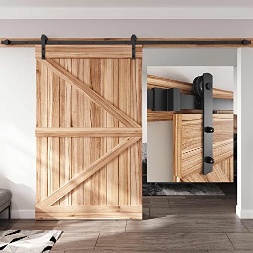 EaseLife 10 FT Sliding Barn Door Hardware Track Kit Straight Pulley Slide Smoothly Quietly Easy Install (10FT Track Kit for 60 Wide Single Door)