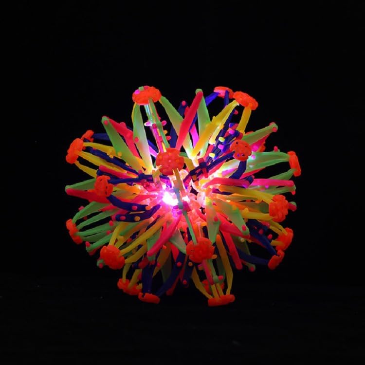 Expanding Ball, Bucket Time Toys Autism, Transformable Expandable Ball Fidget Toy, Mini Rings Sphere Magic Ball for Kids, Adult Novelty Stress Relief Toy (Large With Light)