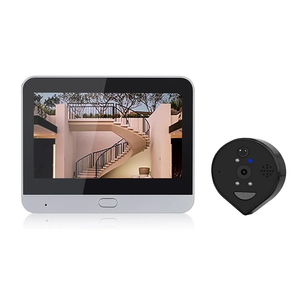 UDSKNV[KSL Smart WiFi Door 3MP Peephole Doorbell with 4.3-Inch Screen Tuya Technology PIR Motion Detection Video Recording Camera