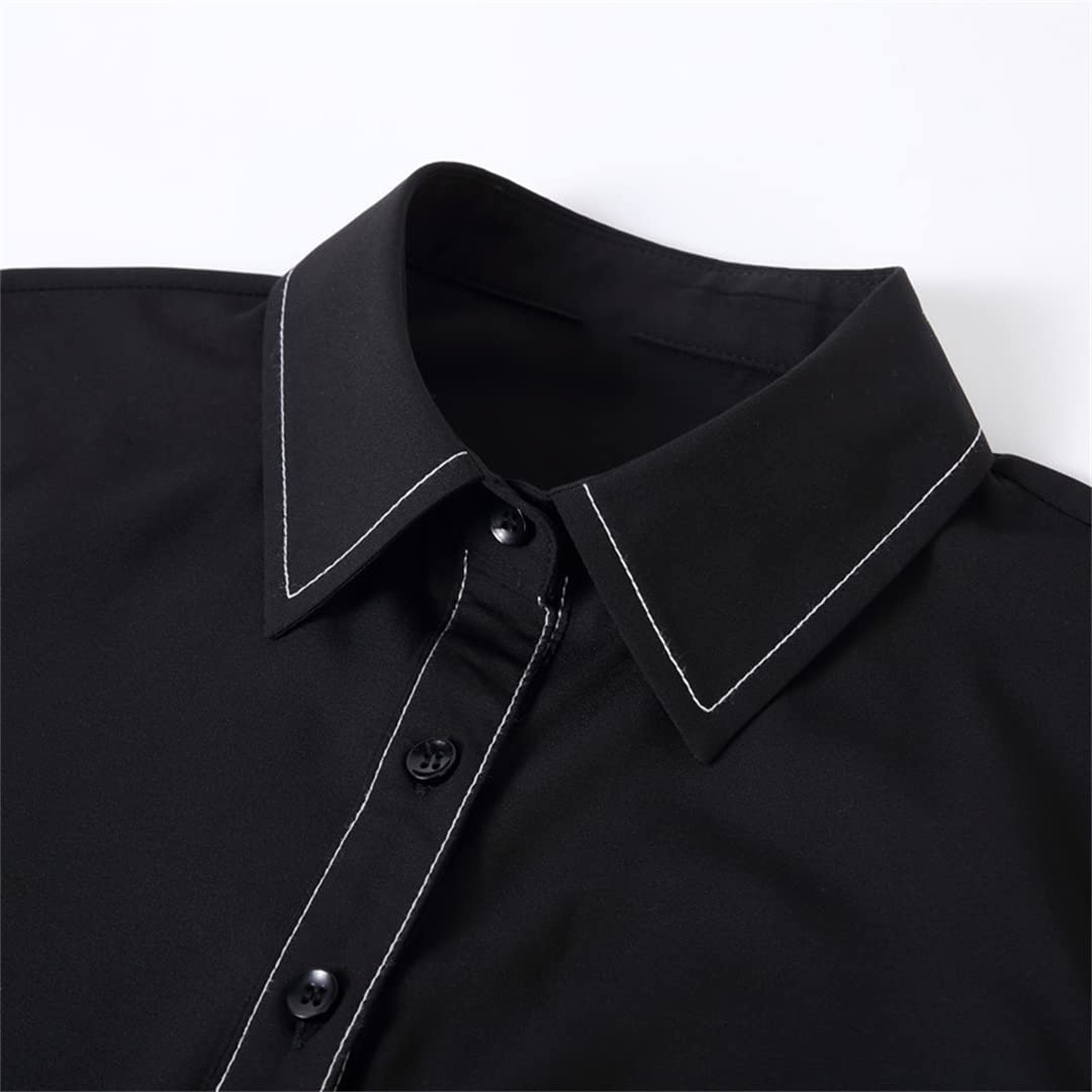 Chemise boutonnée pour Femmes à Manches Courtes col en V Chemisier d'affaires pour Le Travail Bureau été Slim t-Shirts Formels