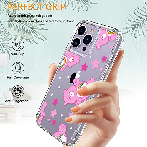 Luhouri Iphone 14 Pro Case With Screen Protector, Shockproof Clear Fashion Designs Protective Phone Cover For Women Girls, Slim Fit Durable Phone Case For Iphone 14 Pro 6.1" Pink Stars And Little Girl #TOP5