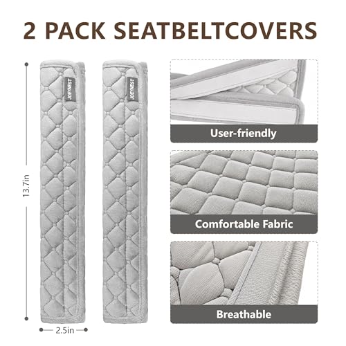 Soft Auto Seat Belt Pads Extra Long 13.7in, Seatbelt Shoulder Cover, 2 Piece Set, for Adults & Children, Gray - Image 4