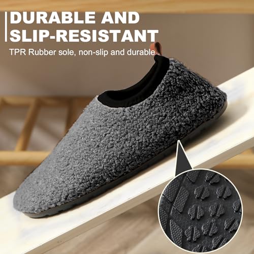 sazujinwu Women's House Shoes Fuzzy Fur Slippers Casual Non Slip Men's Barefoot Slipper Socks Warm Closed Lightweight and Breathable Indoor Outdoor Shoes3