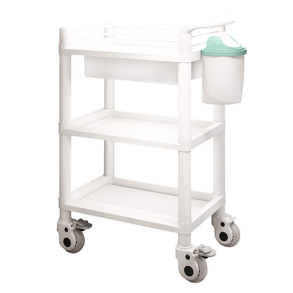 Carrelli Mobili, Carrello per la Famiglia Carrello 3-Shelf Abs Stoccaggio Abs, con Cassetto, Salone Di Bellezza Carrello Dell'Attrezzatura per Attrezzature, Carrello Medico, Capacità Di Peso 22
