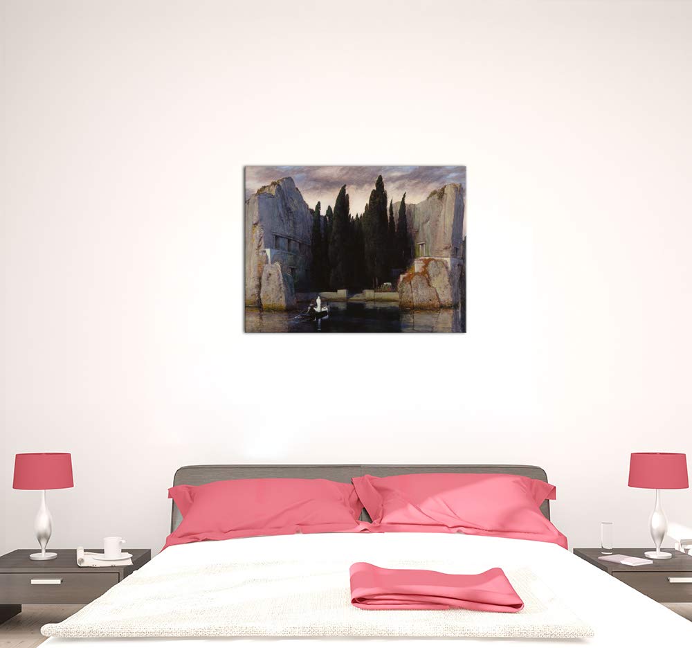 Bilderdepot24 Bild auf Leinwand | Arnold Böcklin Die Toteninsel in 120x90 cm als Wandbild | Wand-deko Dekoration Wohnung alte Meister | 181187-120x90