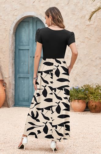Image of AUSELILY Women's Summer Maxi Dresses Petal Sleeves Casual Empire Waist Long Dress with Pockets 2025 New