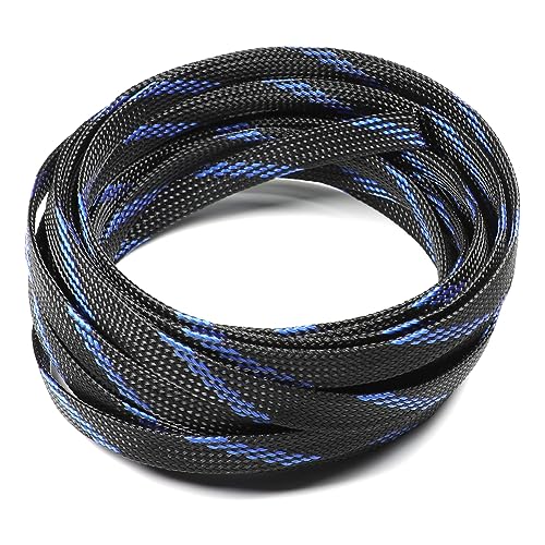 Othmro Manchon de Câble Gaine 5M Souple, Gaine Câble Tressée Extensible, Gestion des Câbles Rangement Tressée Fendue en Pet, Gestion de Câble Réglable, Protection Gestion des Câbles pour TV, PC, USB