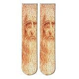 HNDDWZDB Hommes Fashions 3d Imprimé Rétro Peinture Art Van Gogh Crew Chaussettes Hommes Drôle De Tournesol Nuit Étoilée Chaussettes Longues Da Vinci Tube Chaussettes