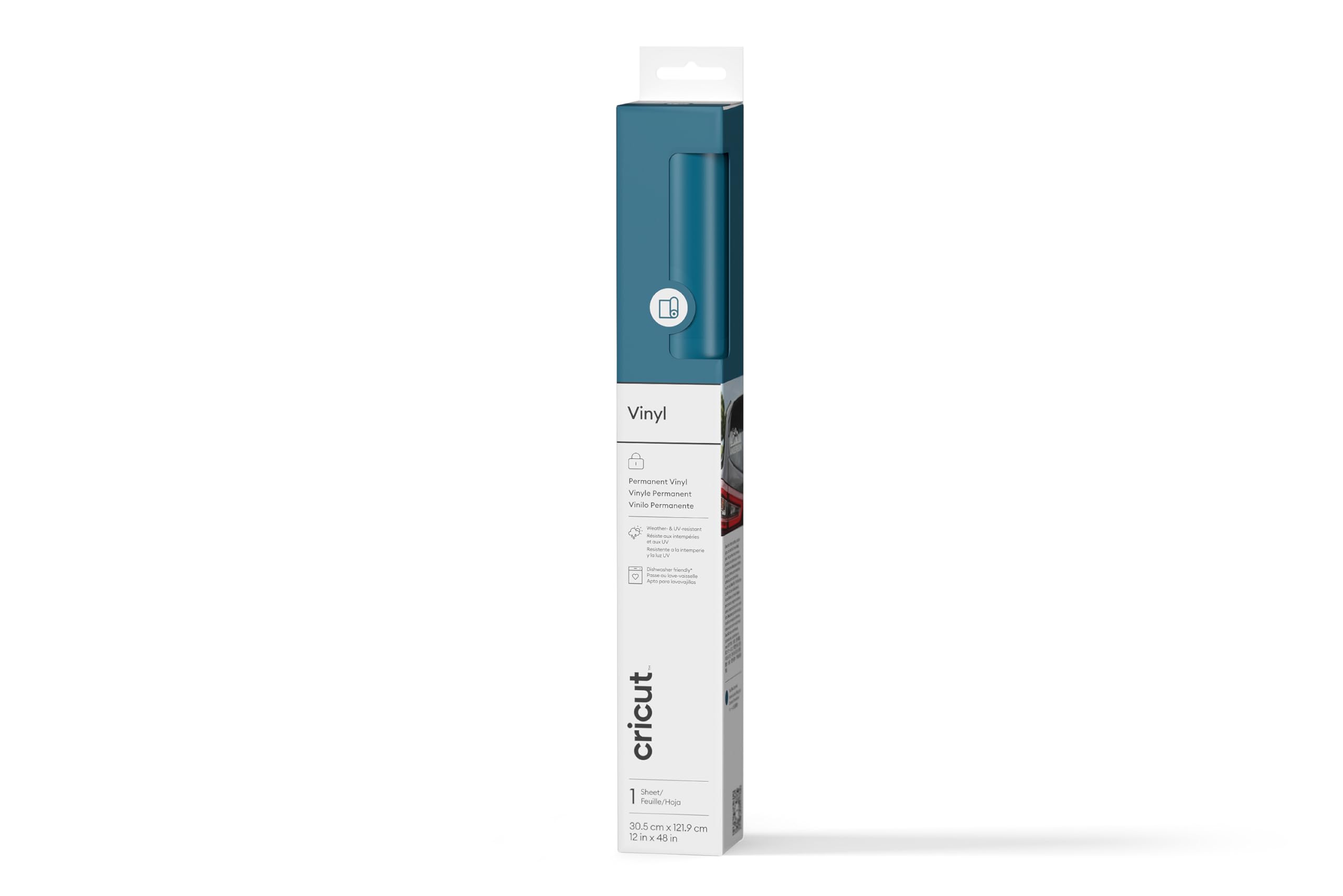 Cricut Permanent Adhesive Vinyl Sheet | 30.5 cm × 1.2 m | Gloss Turquoise | Self-Adhesive Vinyl for All Cutting Machines