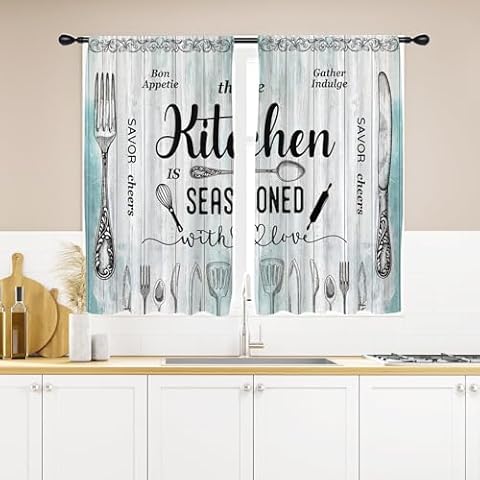 EGLGCC Rustic Kitchen Curtains 2 Panels Cover