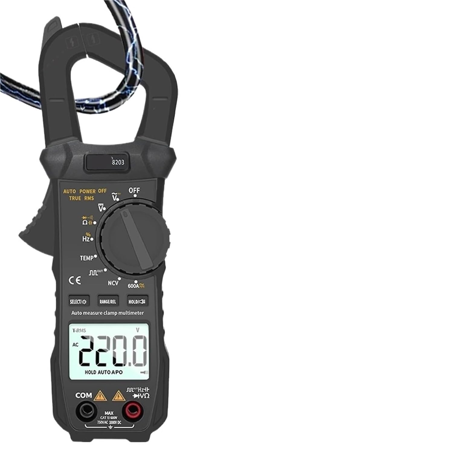 ET8203 600A AC Pocket Clamp Meter 6000 Counts Digital Multimeter Current Voltage Resistance Diode Temp Buzzer Test