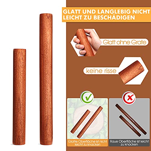 Foto von Nudelholz, Teigroller aus ebenholz geeignet für die Herstellung von Pizza Teigwaren und Gebäck stabil langlebig perfektes Backzubehör (2 Stück Set)