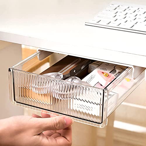Image of oddpod Reed Under The Table Hidden Stationerydrawer /Acrylic Desk Organiser For Home&Office-White(Small)