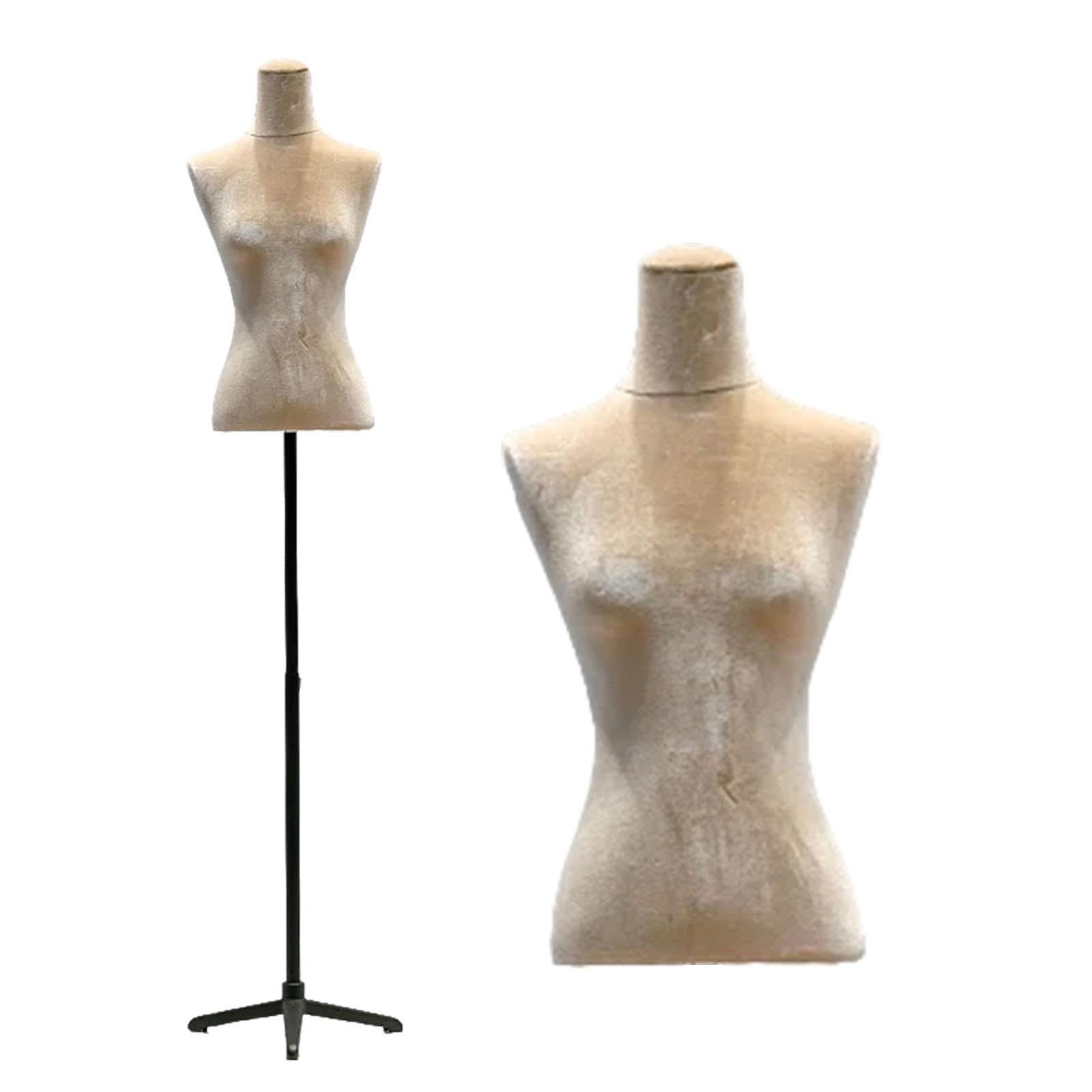 Manichino Donna Spizzicabile in Velluto, Sartoriale Regolabile in Altezza | Manichino Treppiede in Acciaio Inossidabile, Sostiene Pesanti Creazione Cartamodelli e Vetrine Negozio(Brown)