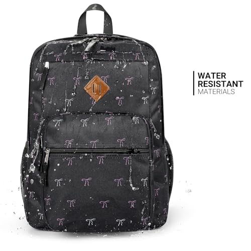Image of ZORFIN 26L Backpack for College, and Travel: Water Resistant Bookbag - Bow Black