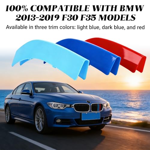 Image of Grille Insert Trims for BMW Front Grill Inserts M-Colored Snap-on Grill Mesh Trims Strips for BMW 2013-2019 F30 F35 3 Series 11-Beam Grille Classic, Tricolor Trims Accessories (11 Beams)