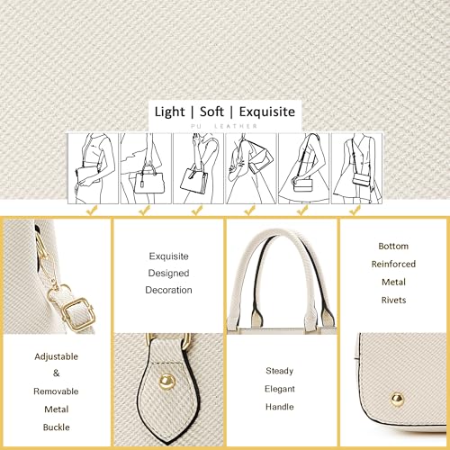 Image of CHICAROUSAL Purses and Handbags for Women Leather Crossbody Bags Women's Tote Shoulder Bag (CC BW Light Grey)